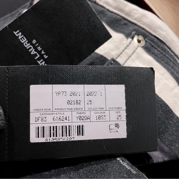 SAINT LAURENT Striped Jean Shorts in Navy/Cream/Off White NWT - Picture 8 of 11